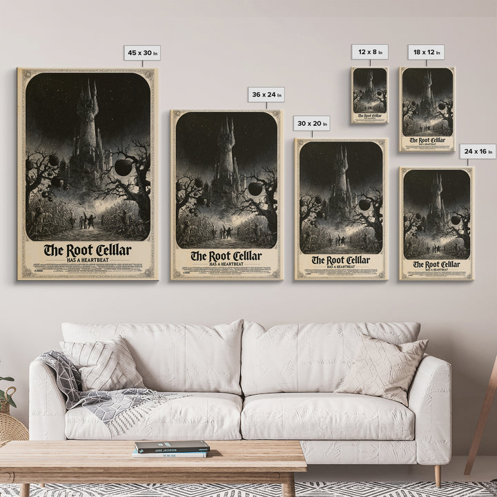 The Root Cellar Has A Heartbeat, English Language Horror Movie Poster, Gothic Engraving Art, Gothic Cinema Wall Art, Horror Wall Decor
