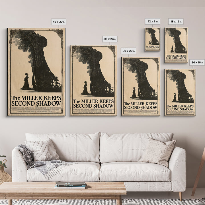 The Miller Keeps A Second Shadow, English Language Horror Movie Poster, Decadent Line Art, Classic Monster Poster, Canvas Print