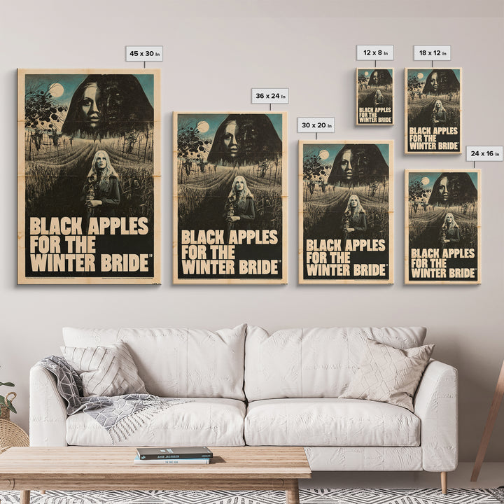 Black Apples For The Winter Bride, English Language Horror Movie Poster, 1970s Horror Art, Gothic Cinema Wall Art, Framed Canvas Print