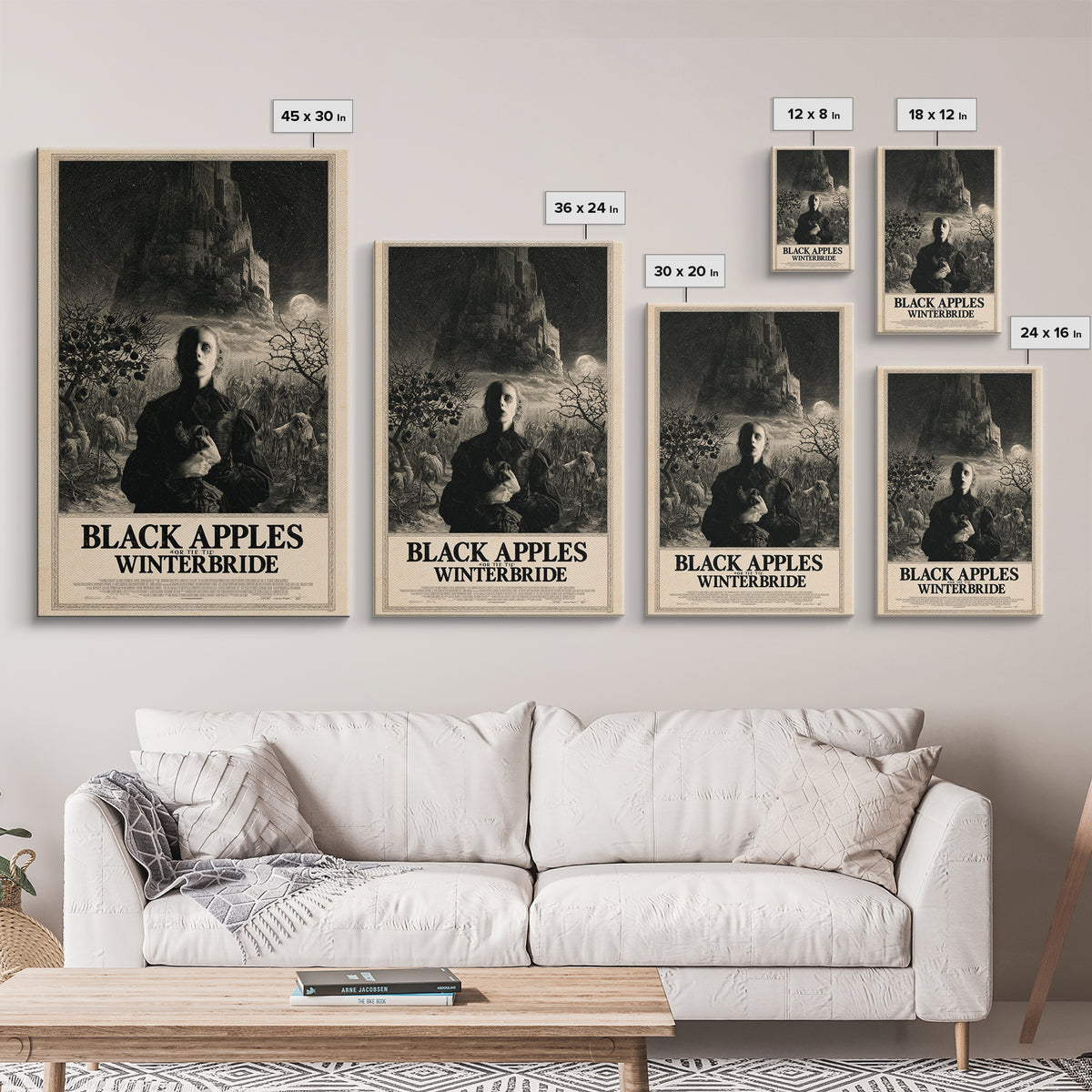 Black Apples For The Winter Bride, English Language Horror Movie Poster, Gothic Engraving Art, Retro Horror Movie Art