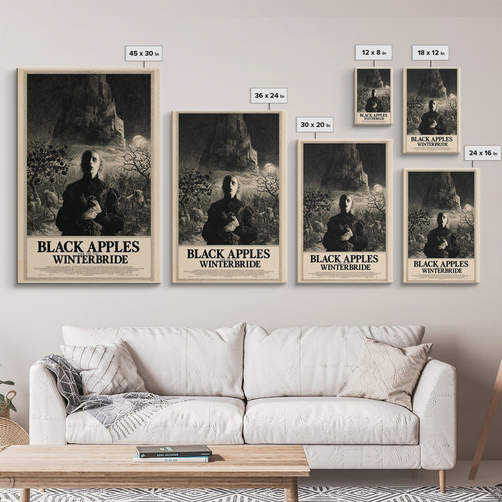 Black Apples For The Winter Bride, English Language Horror Movie Poster, Gothic Engraving Art, Retro Horror Movie Art