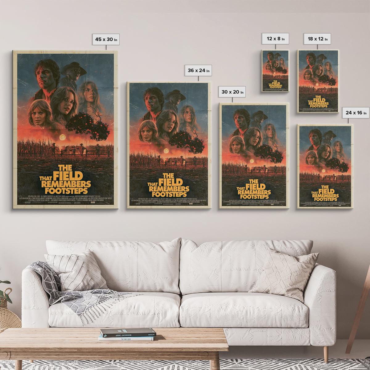 The Field That Remembers Footsteps, English Language Horror Movie Poster, 1970s Horror Art, Retro Horror Movie Art, Canvas Print