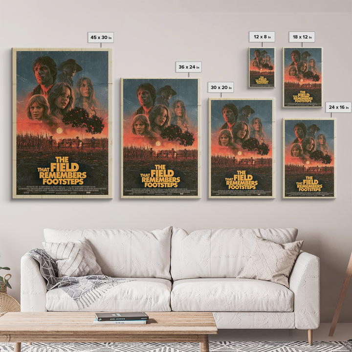 The Field That Remembers Footsteps, English Language Horror Movie Poster, 1970s Horror Art, Retro Horror Movie Art, Canvas Print