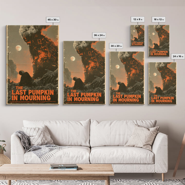 The Last Pumpkin In Mourning, English Language Horror Movie Poster, Giallo Horror Art, Gothic Cinema Wall Art, Framed Canvas Print