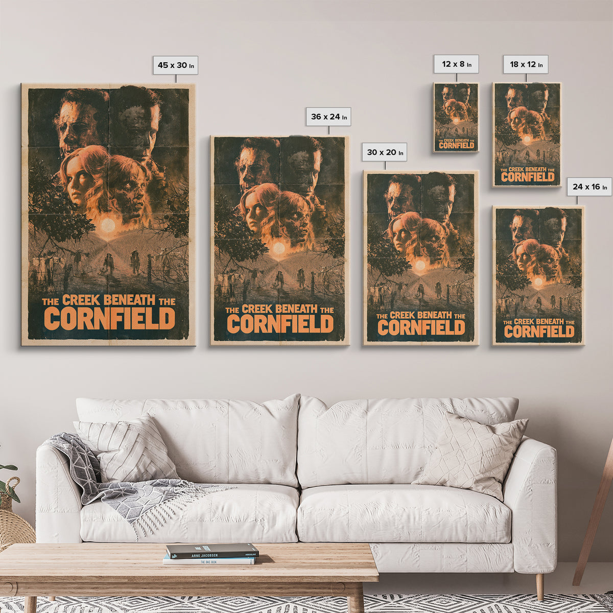 The Creek Beneath The Cornfield, English Language Horror Movie Poster, 1970s Horror Art, Gothic Cinema Wall Art, Canvas Print