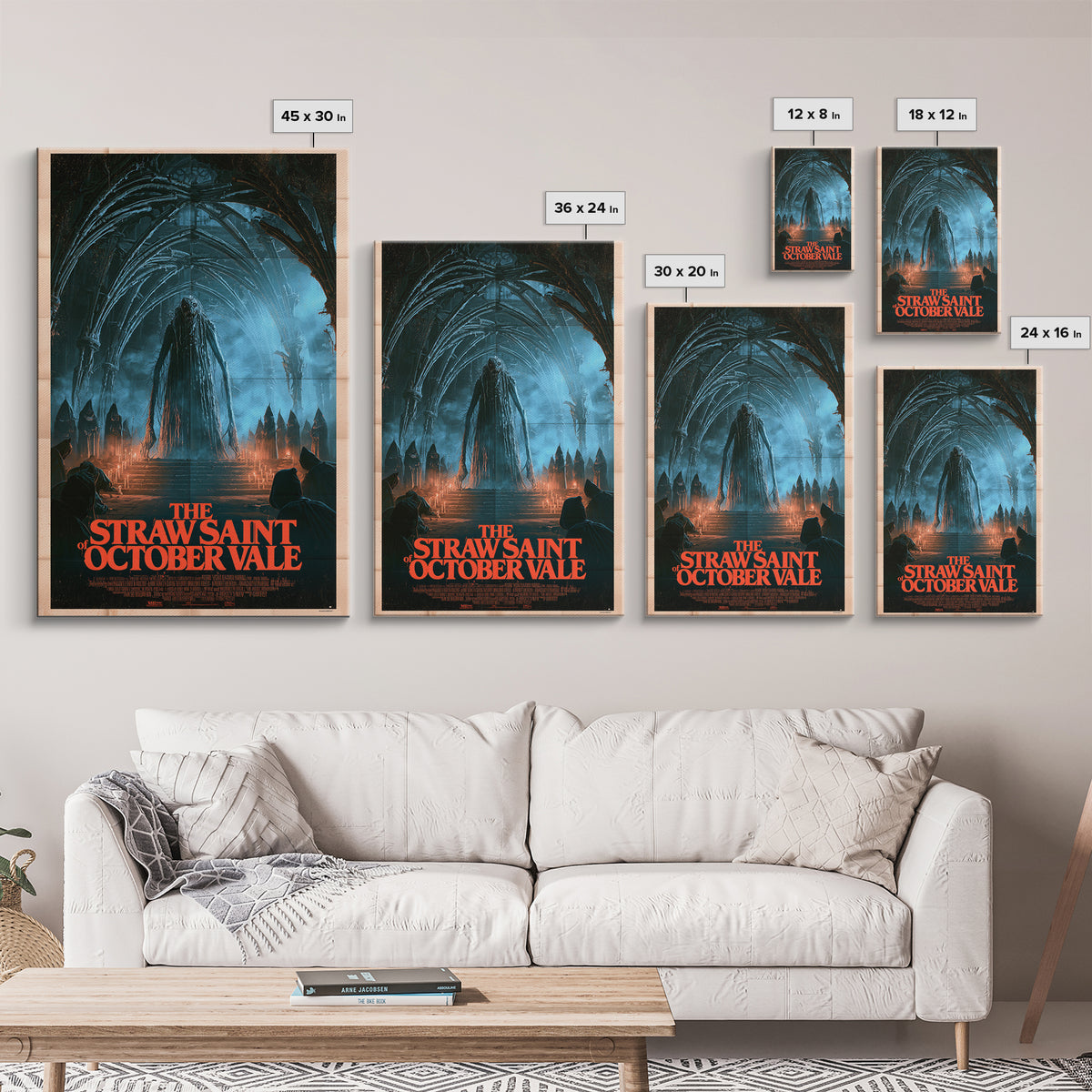The Straw Saint Of October Vale, English Language Horror Movie Poster, 1980s Vhs Nightmare Cover Inspired Art, Gothic Cinema Wall Art