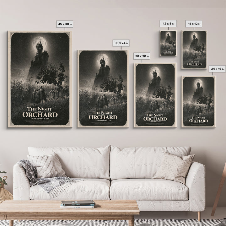 The Night The Orchard Turned Its Eyes, English Language Horror Movie Poster, Gothic Engraving Art, Gothic Cinema Wall Art