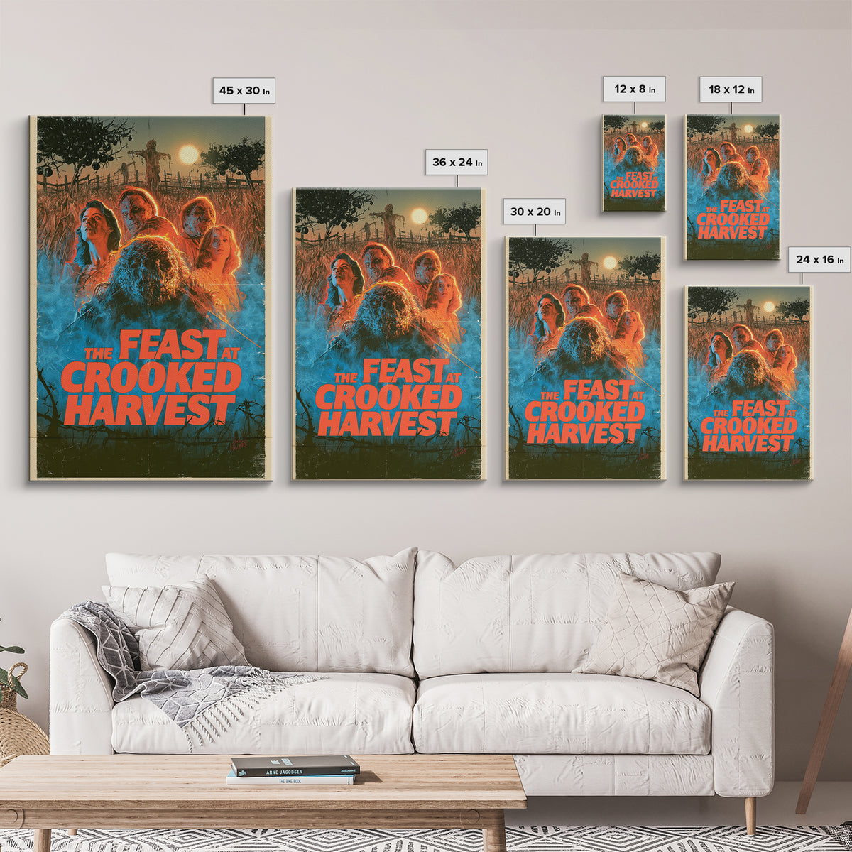 The Feast At Crooked Harvest, English Language Horror Movie Poster, 1980s Vhs Nightmare Cover Inspired Art, Gothic Cinema Wall Art