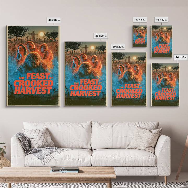 The Feast At Crooked Harvest, English Language Horror Movie Poster, 1980s Vhs Nightmare Cover Inspired Art, Gothic Cinema Wall Art