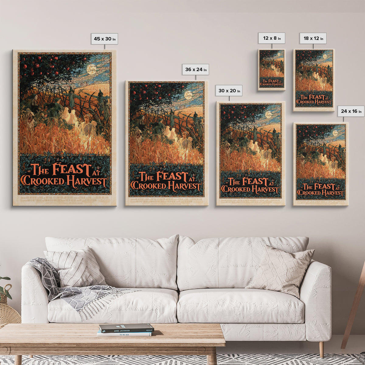The Feast At Crooked Harvest, English Language Horror Movie Poster, Stained Glass Gothic Art, Gothic Cinema Wall Art, Framed Canvas Print