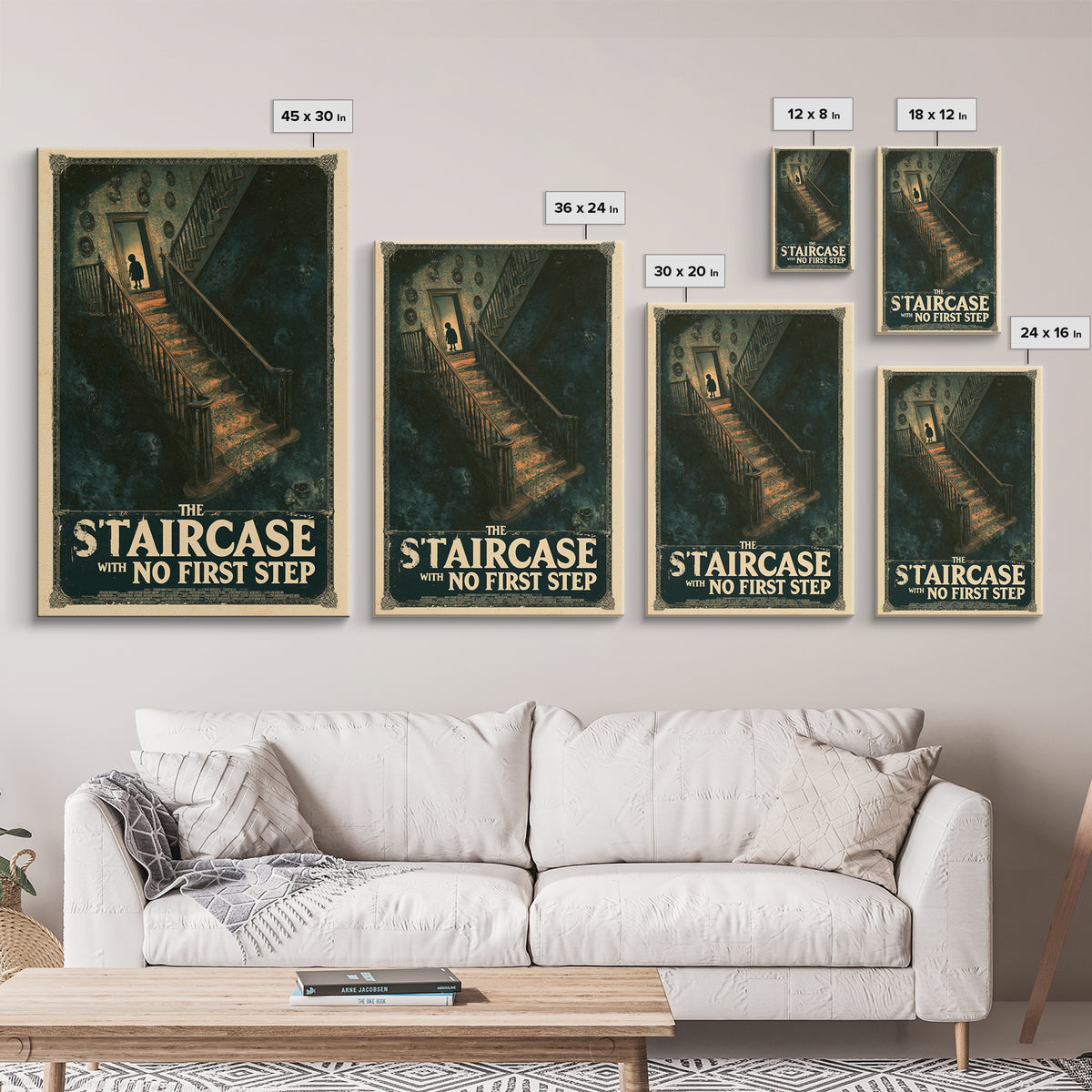 The Staircase With No First Step, English Language Horror Movie Poster, Dark Romantic Horror Art, Cult Horror Poster, Framed Canvas Print