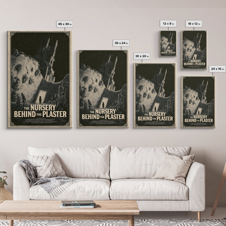 The Nursery Behind The Plaster, English Language Horror Movie Poster, Gothic Engraving Art, Gothic Cinema Wall Art, Canvas Print