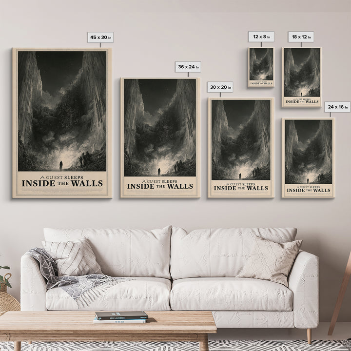 A Guest Sleeps Inside The Walls, English Language Horror Movie Poster, Gothic Engraving Art, Gothic Cinema Wall Art, Horror Wall Decor