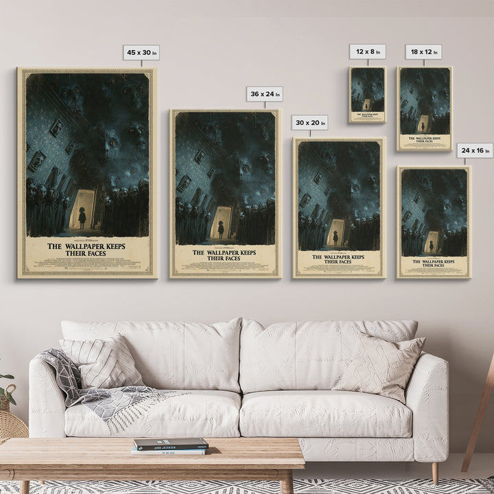 The Wallpaper Keeps Their Faces, English Language Horror Movie Poster, Dark Romantic Horror Art, Classic Monster Poster