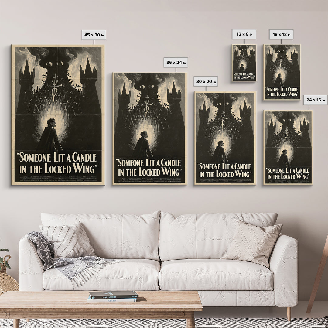 Someone Lit A Candle In The Locked Wing, English Language Horror Movie Poster, 1930s Horror Art, Cult Horror Poster, Framed Canvas Print