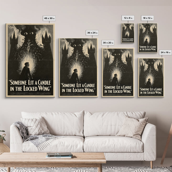 Someone Lit A Candle In The Locked Wing, English Language Horror Movie Poster, 1930s Horror Art, Cult Horror Poster, Framed Canvas Print