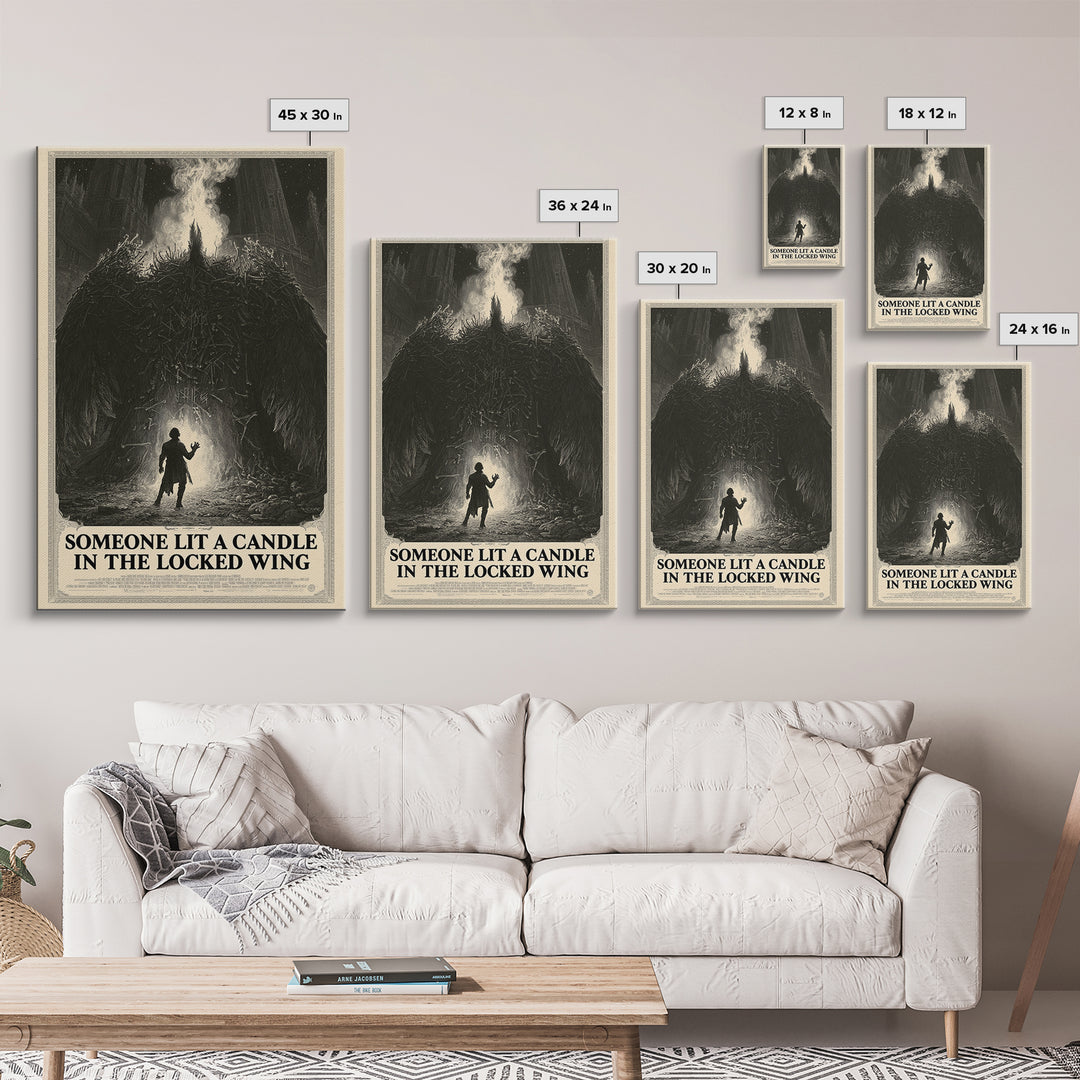 Someone Lit A Candle In The Locked Wing, English Language Horror Movie Poster, Gothic Engraving Art, Classic Monster Poster