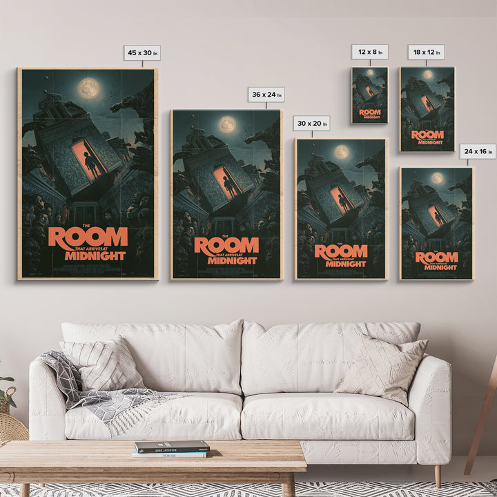 The Room That Arrives At Midnight, English Language Horror Movie Poster, Giallo Horror Art, Retro Horror Movie Art, Canvas Print