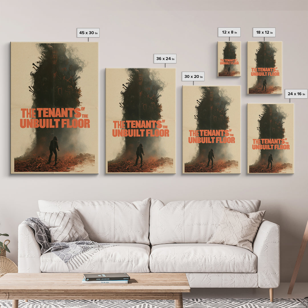 The Tenants Of The Unbuilt Floor, English Language Horror Movie Poster, 1970s Horror Art, Cult Horror Poster, Framed Canvas Print