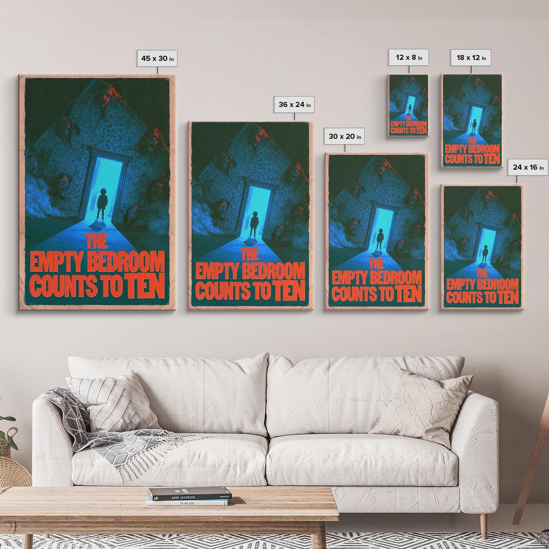 The Empty Bedroom Counts To Ten, English Language Horror Movie Poster, 1980s Vhs Nightmare Cover Inspired Art, Cult Horror Poster
