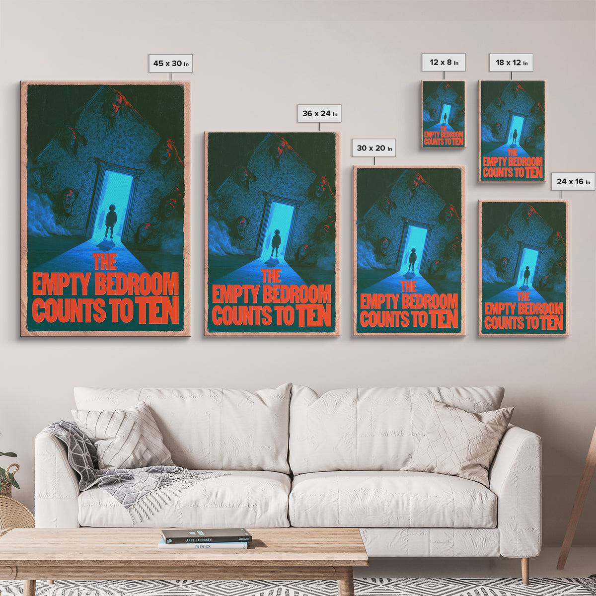 The Empty Bedroom Counts To Ten, English Language Horror Movie Poster, 1980s Vhs Nightmare Cover Inspired Art, Cult Horror Poster