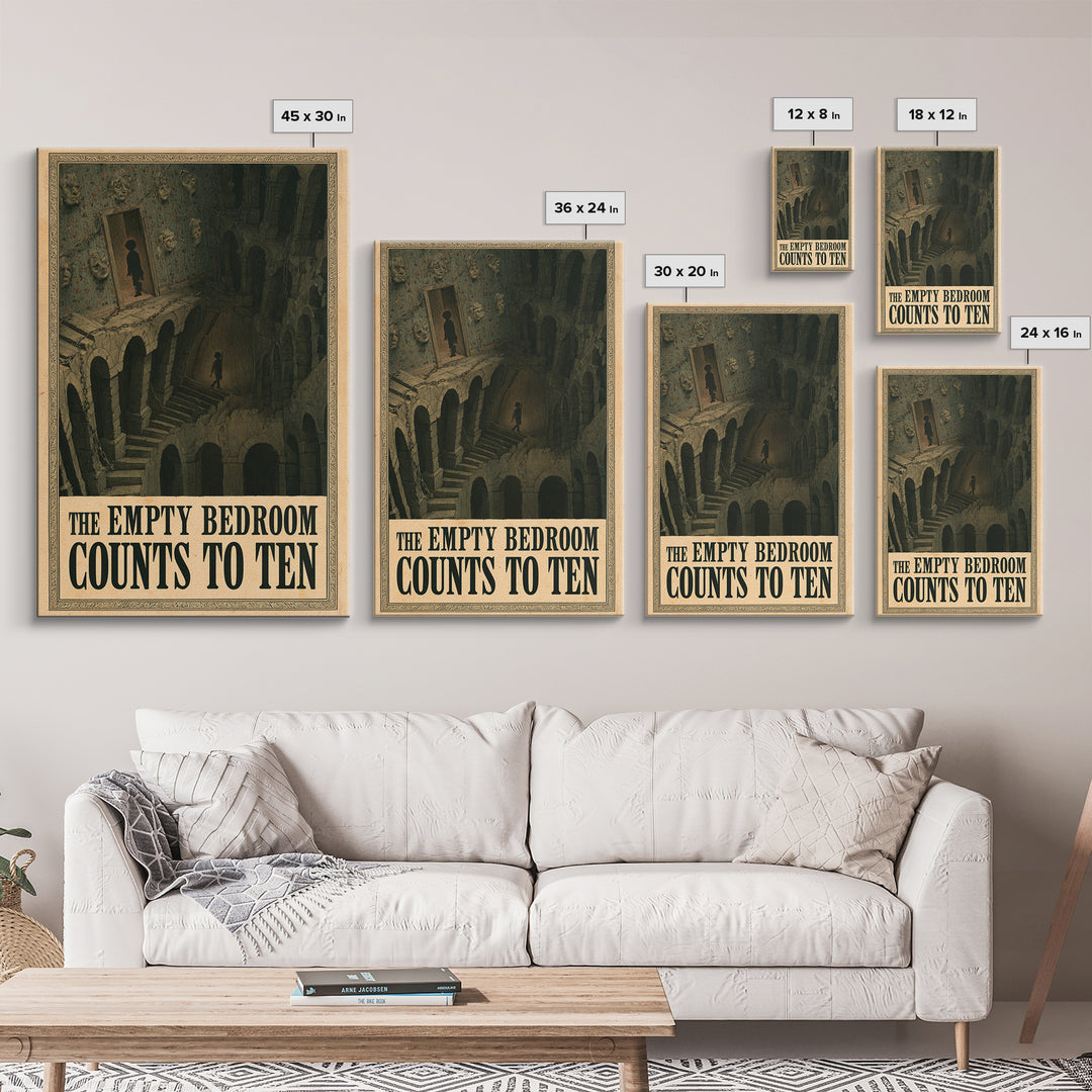 The Empty Bedroom Counts To Ten, English Language Horror Movie Poster, Architectural Etching Art, Gothic Cinema Wall Art