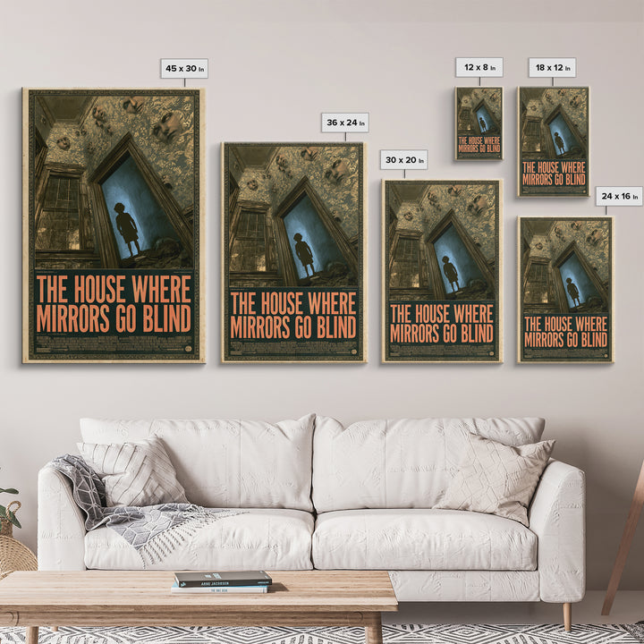 The House Where Mirrors Go Blind, English Language Horror Movie Poster, Gothic Nightmare Art, Gothic Cinema Wall Art, Horror Wall Decor