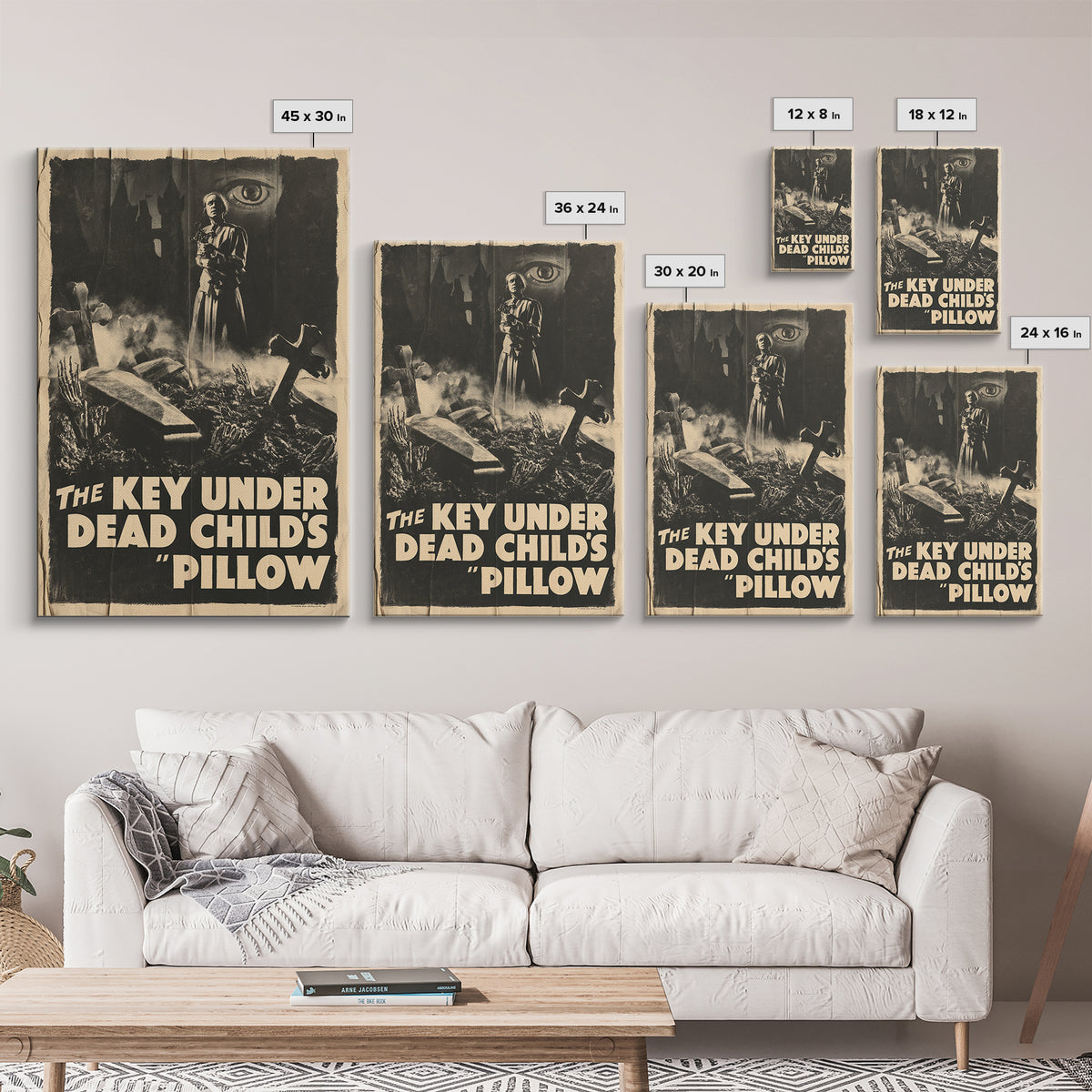 The Key Under The Dead Child'S Pillow, English Language Horror Movie Poster, 1930s Horror Art, Cult Horror Poster, Framed Canvas Print