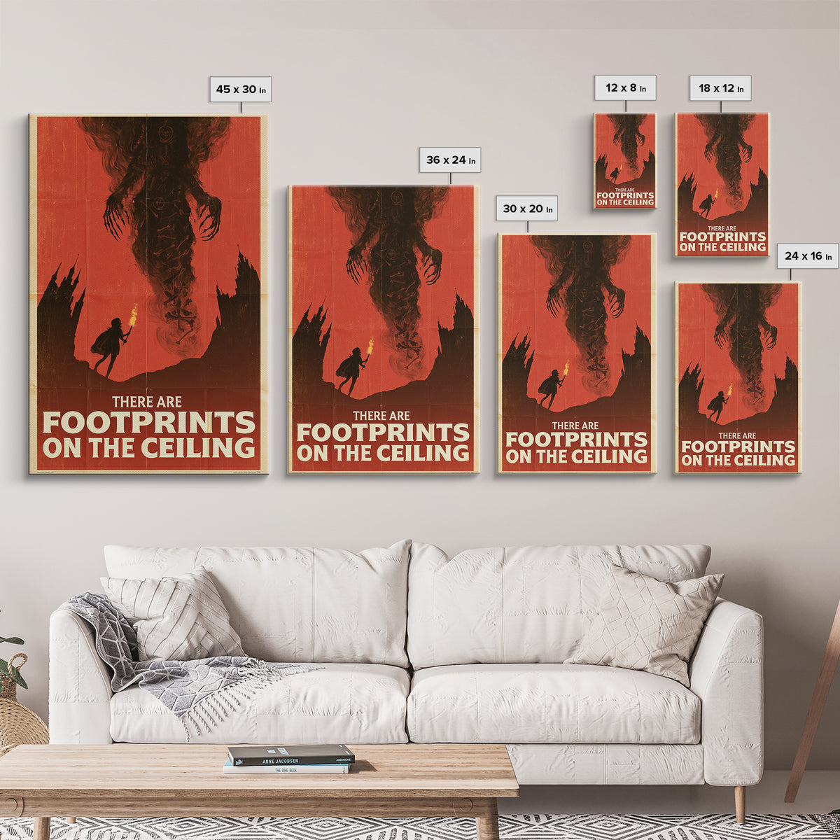 There Are Footprints On The Ceiling, English Language Horror Movie Poster, 1960s Horror Art, Cult Horror Poster, Framed Canvas Print