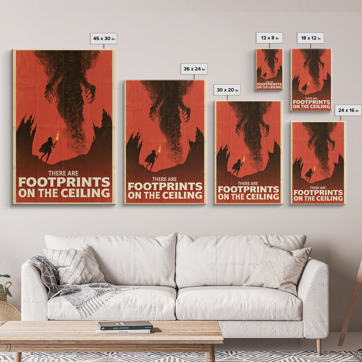 There Are Footprints On The Ceiling, English Language Horror Movie Poster, 1960s Horror Art, Cult Horror Poster, Framed Canvas Print