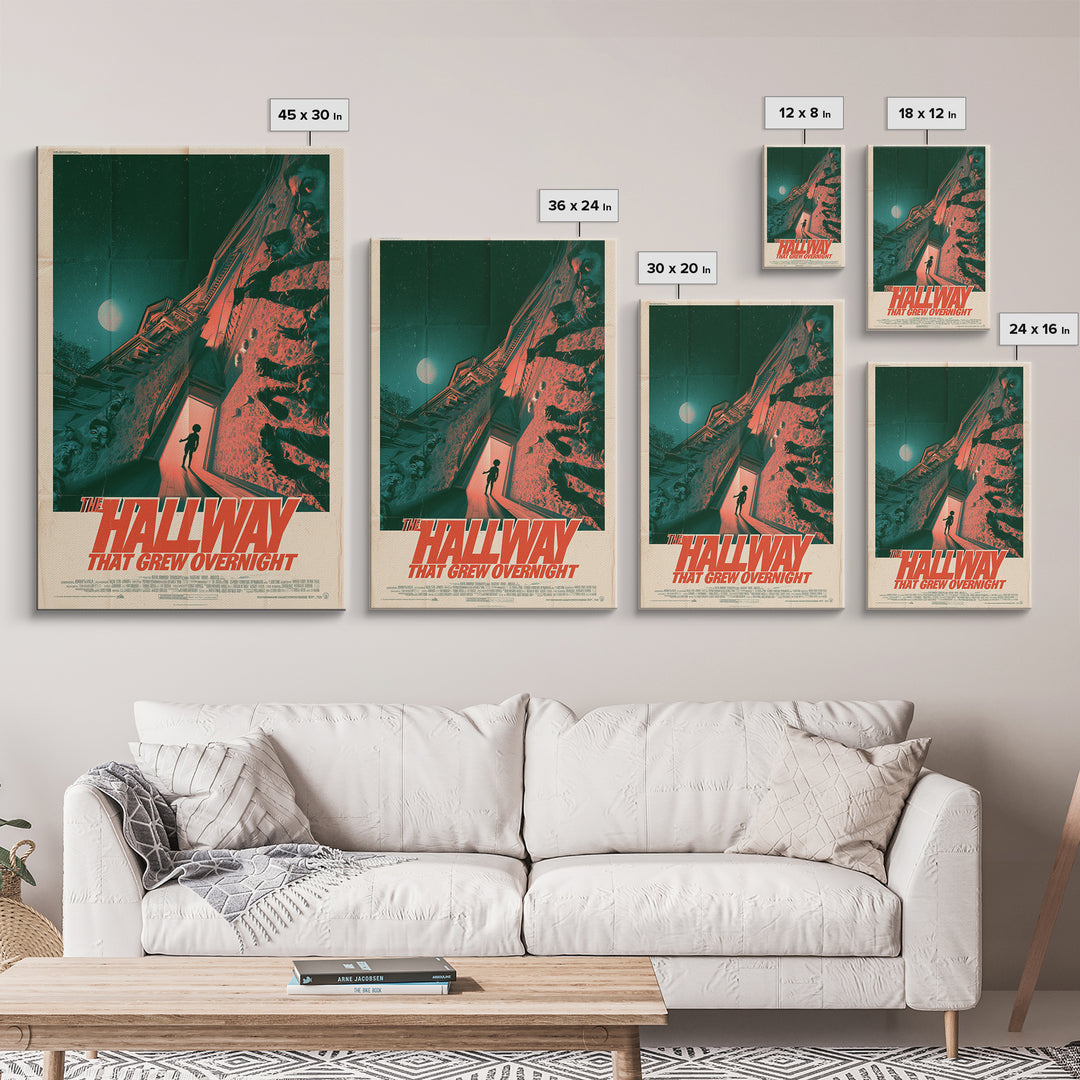 The Hallway That Grew Overnight, English Language Horror Movie Poster, Giallo Horror Art, Cult Horror Poster, Framed Canvas Print