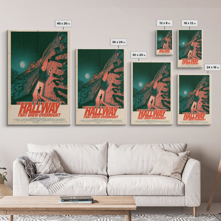 The Hallway That Grew Overnight, English Language Horror Movie Poster, Giallo Horror Art, Cult Horror Poster, Framed Canvas Print