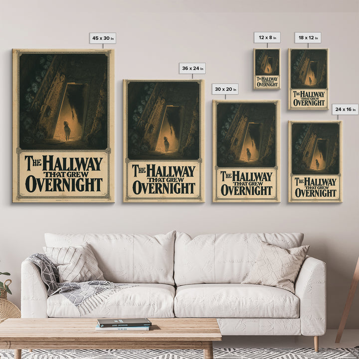 The Hallway That Grew Overnight, English Language Horror Movie Poster, Gothic Nightmare Art, Gothic Cinema Wall Art, Canvas Print