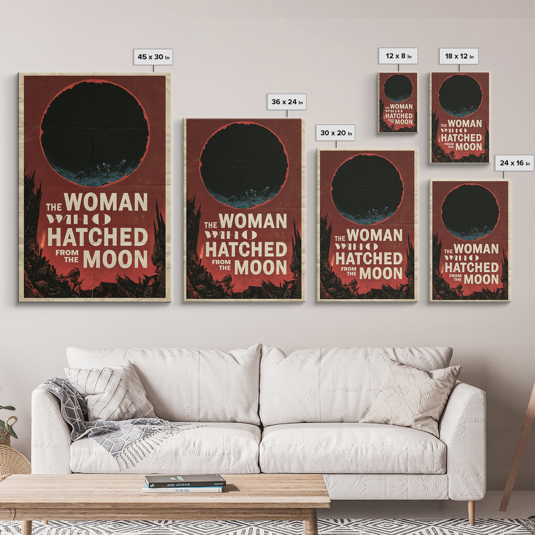 The Woman Who Hatched From The Moon, English Language Horror Movie Poster, 1960s Horror Art, Cult Horror Poster, Canvas Print