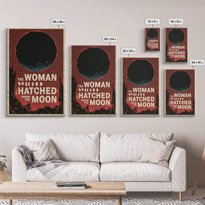 The Woman Who Hatched From The Moon, English Language Horror Movie Poster, 1960s Horror Art, Cult Horror Poster, Canvas Print