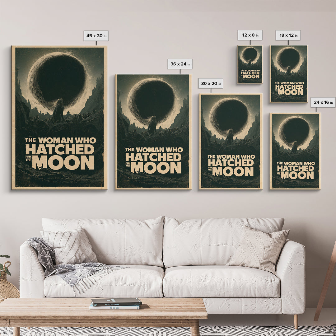 The Woman Who Hatched From The Moon, English Language Horror Movie Poster, Architectural Etching Art, Classic Monster Poster