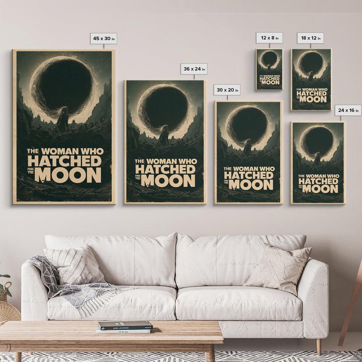The Woman Who Hatched From The Moon, English Language Horror Movie Poster, Architectural Etching Art, Classic Monster Poster