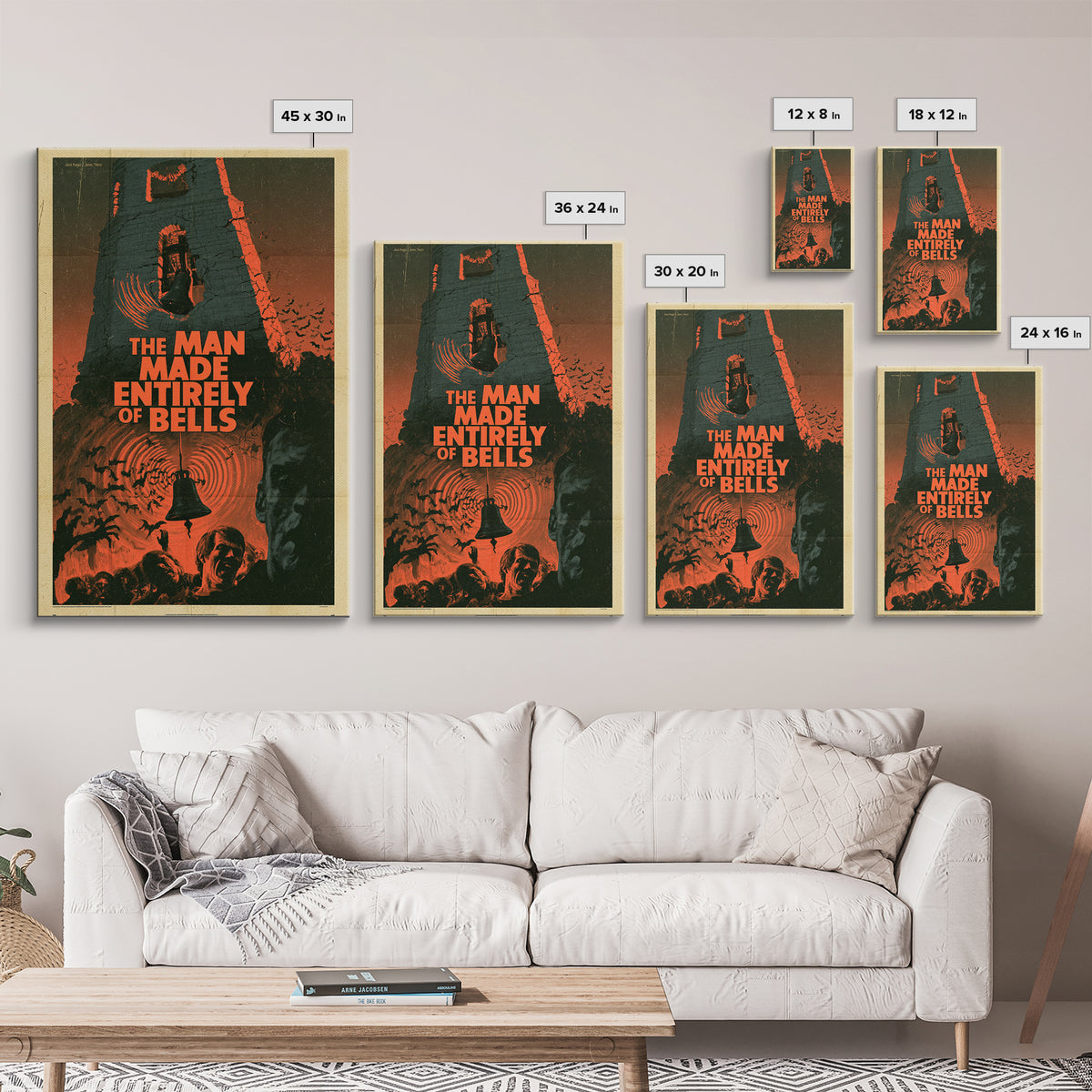 The Man Made Entirely Of Bells, English Language Horror Movie Poster, 1970s Horror Art, Gothic Cinema Wall Art, Canvas Print