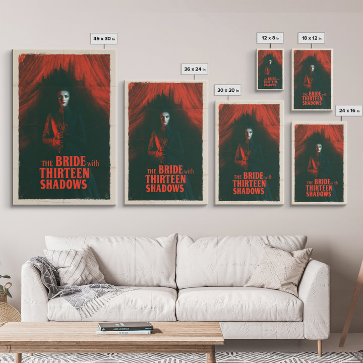 The Bride With Thirteen Shadows, English Language Horror Movie Poster, 1960s Horror Art, Retro Horror Movie Art, Framed Canvas Print