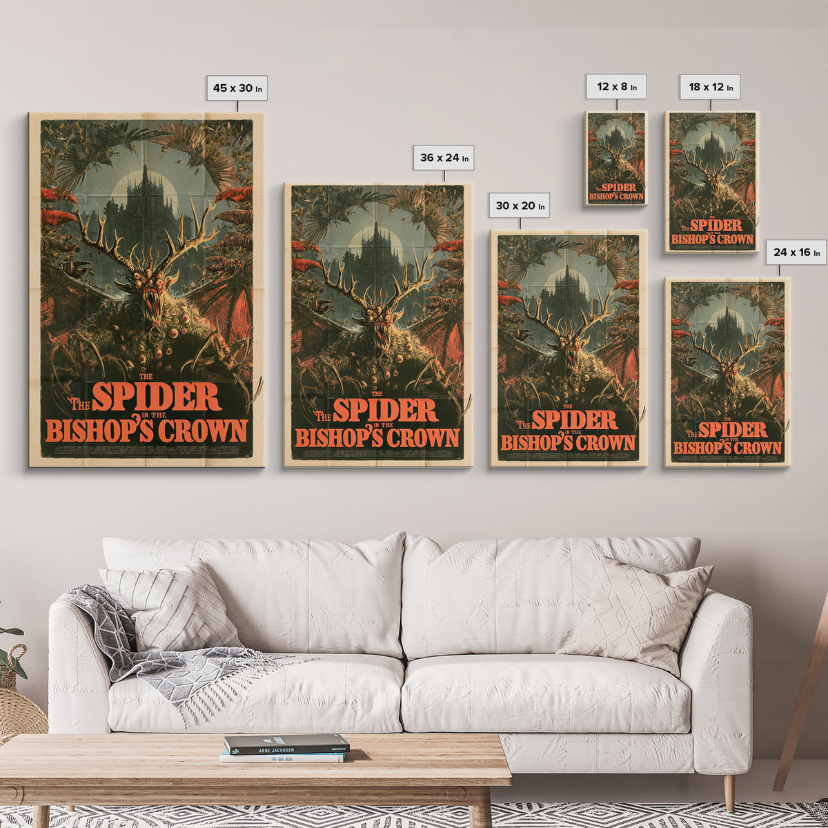 The Spider In The Bishop'S Crown, English Language Horror Movie Poster, Giallo Horror Art, Retro Horror Movie Art, Framed Canvas Print