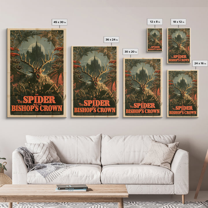 The Spider In The Bishop'S Crown, English Language Horror Movie Poster, Giallo Horror Art, Retro Horror Movie Art, Framed Canvas Print