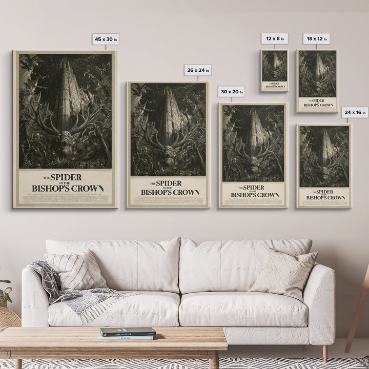 The Spider In The Bishop'S Crown, English Language Horror Movie Poster, Gothic Engraving Art, Retro Horror Movie Art, Canvas Print