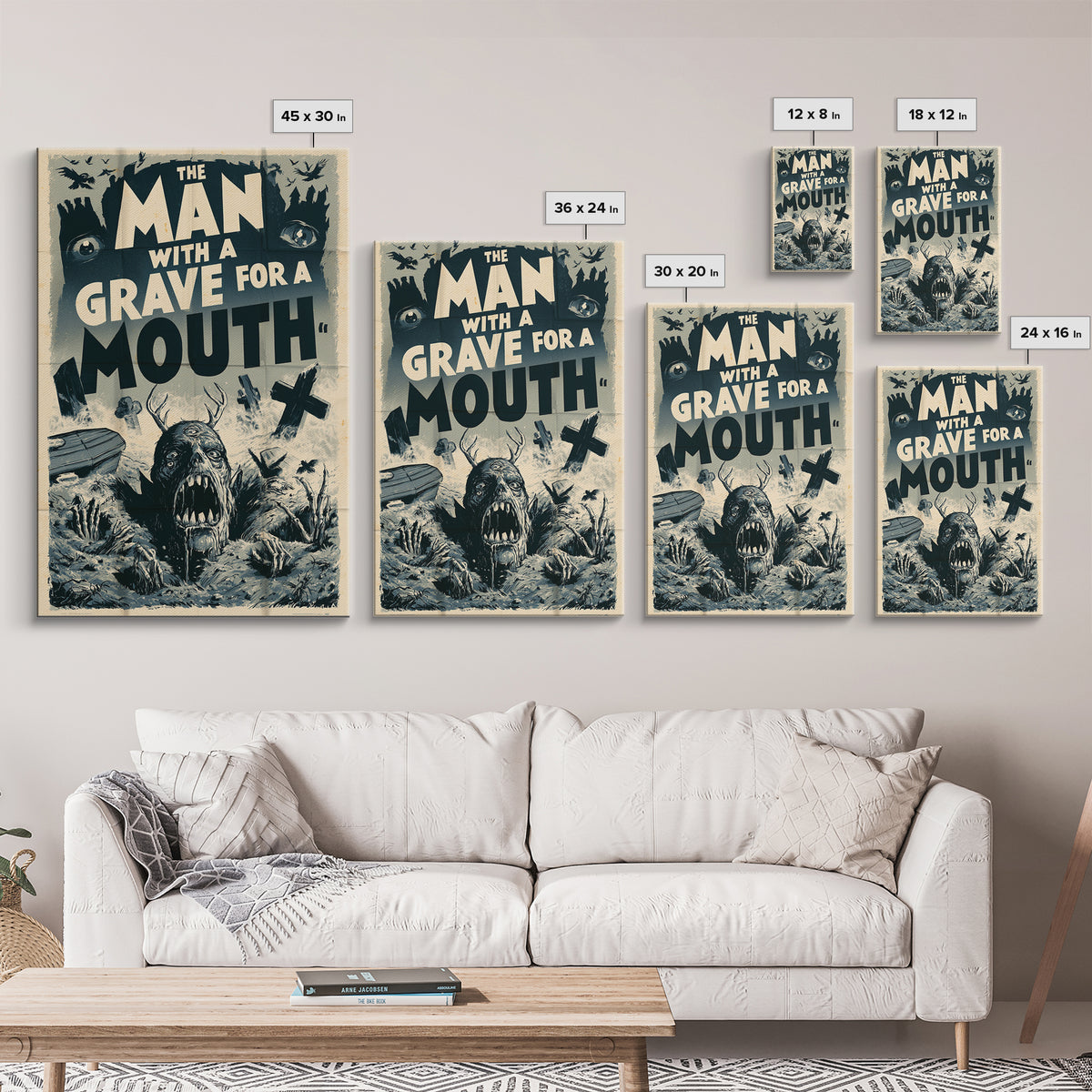 The Man With A Grave For A Mouth, English Language Horror Movie Poster, 1930s Horror Art, Gothic Cinema Wall Art, Canvas Print