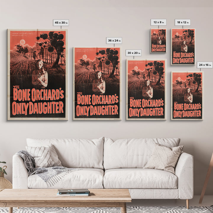 The Bone Orchard'S Only Daughter, English Language Horror Movie Poster, 1950s Creature-Feature One-Sheet Inspired Art, Framed Canvas Print