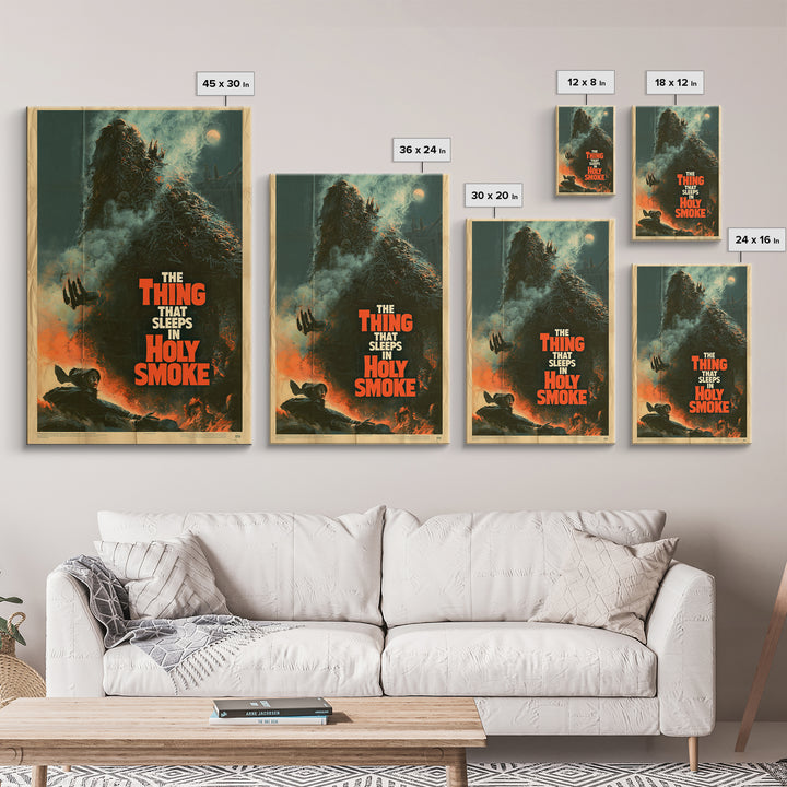 The Thing That Sleeps In Holy Smoke, English Language Horror Movie Poster, Giallo Horror Art, Gothic Cinema Wall Art, Framed Canvas Print
