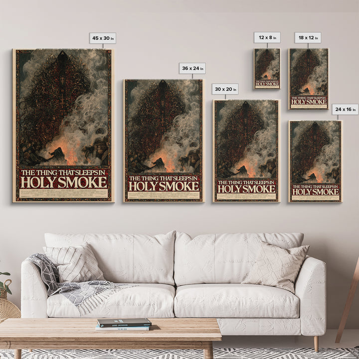 The Thing That Sleeps In Holy Smoke, English Language Horror Movie Poster, Stained Glass Gothic Art, Classic Monster Poster