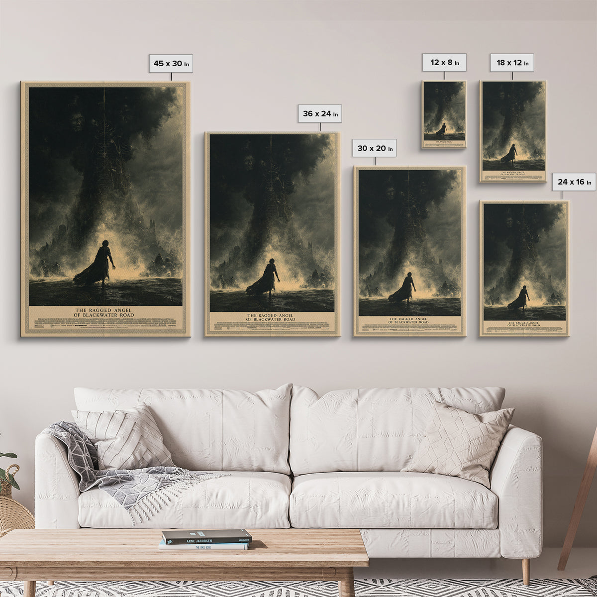 The Ragged Angel Of Blackwater Road, English Language Horror Movie Poster, Dark Romantic Horror Art, Gothic Cinema Wall Art, Canvas Print