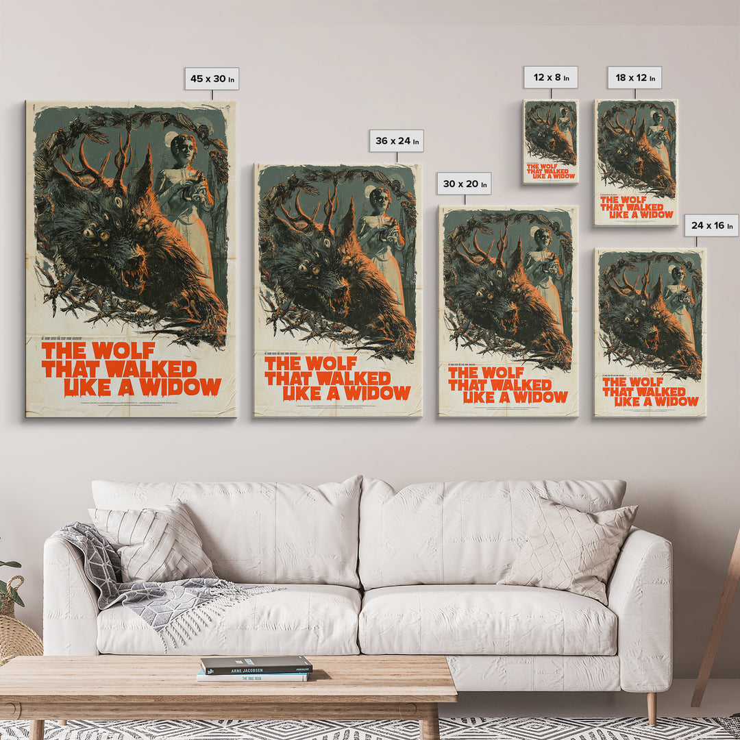 The Wolf That Walked Like A Widow, English Language Horror Movie Poster, Giallo Horror Art, Cult Horror Poster, Canvas Print