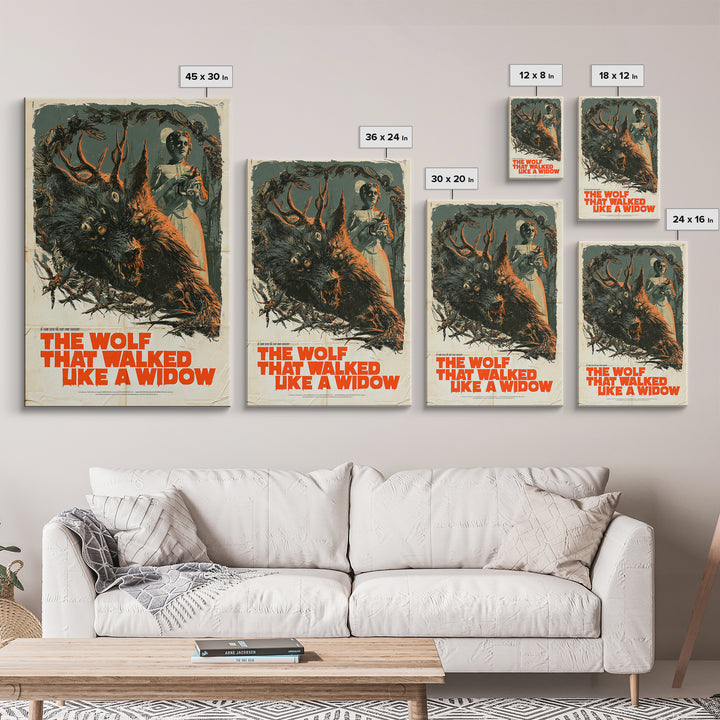 The Wolf That Walked Like A Widow, English Language Horror Movie Poster, Giallo Horror Art, Cult Horror Poster, Canvas Print