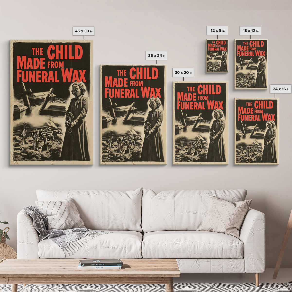 The Child Made From Funeral Wax, English Language Horror Movie Poster, 1950s Creature-Feature One-Sheet Inspired Art, Gothic Cinema Wall Art